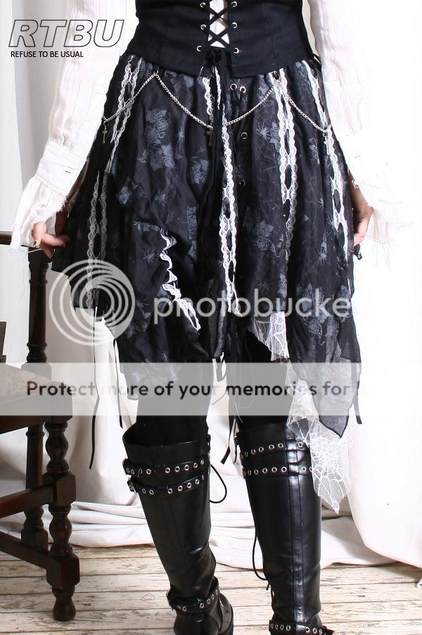 Gothic Lolita Raggedy Multi-Layer Drawstring Witch Gause Lace Picot ...