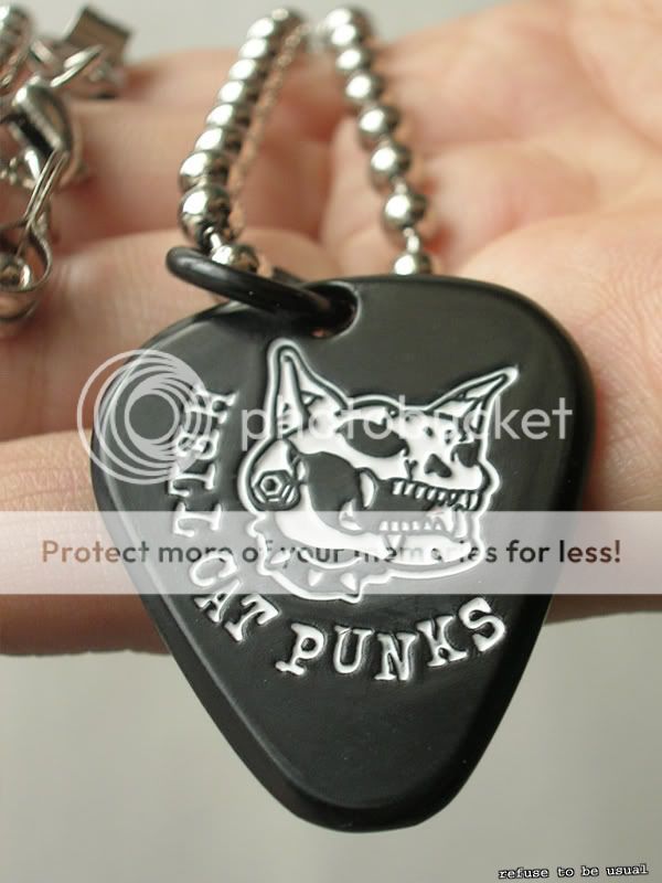 first quality cast metal logo etched HELLCATPUNKS guitar pick. 1/16 