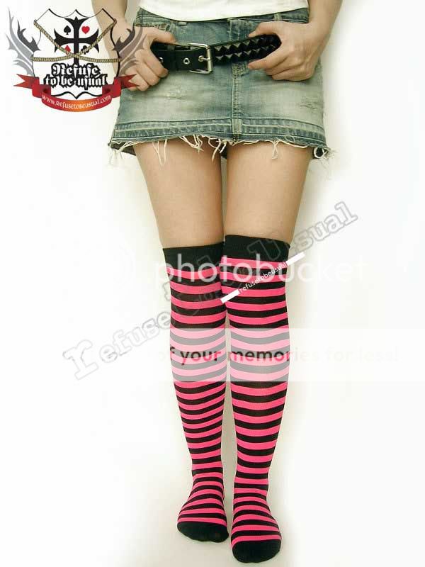 excellent quality stripe over knee stockings. opaque, fine knitted 