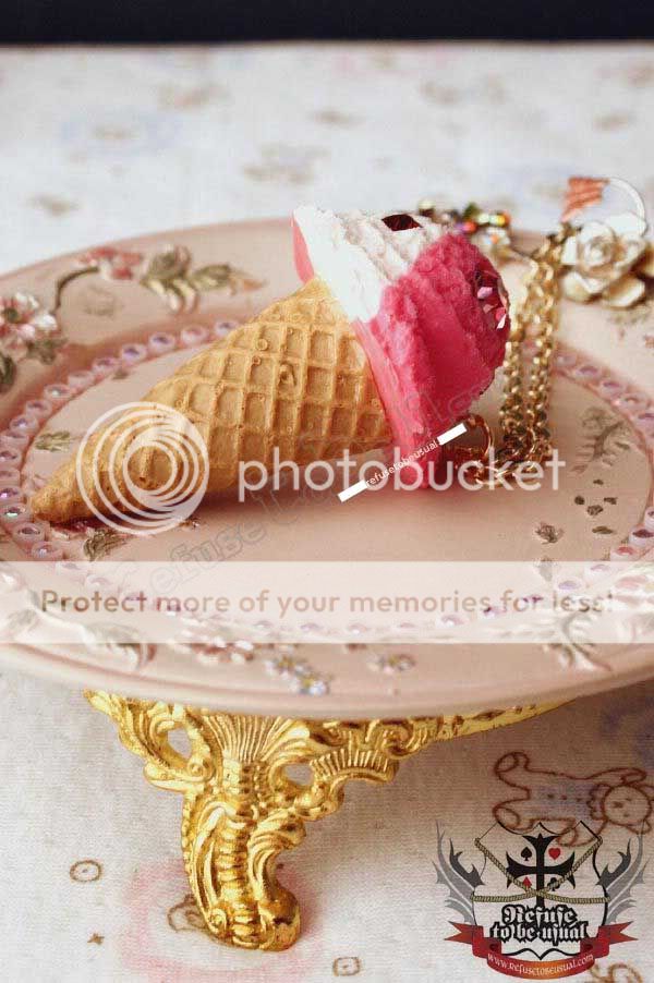 Japan Strawberry Vanilla Ice Cream Waffle Cone Necklace