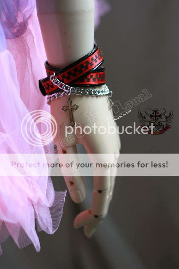 GOTHIC DOLL Punk Duo Choker Bracelet PATENT RED CHECKER  