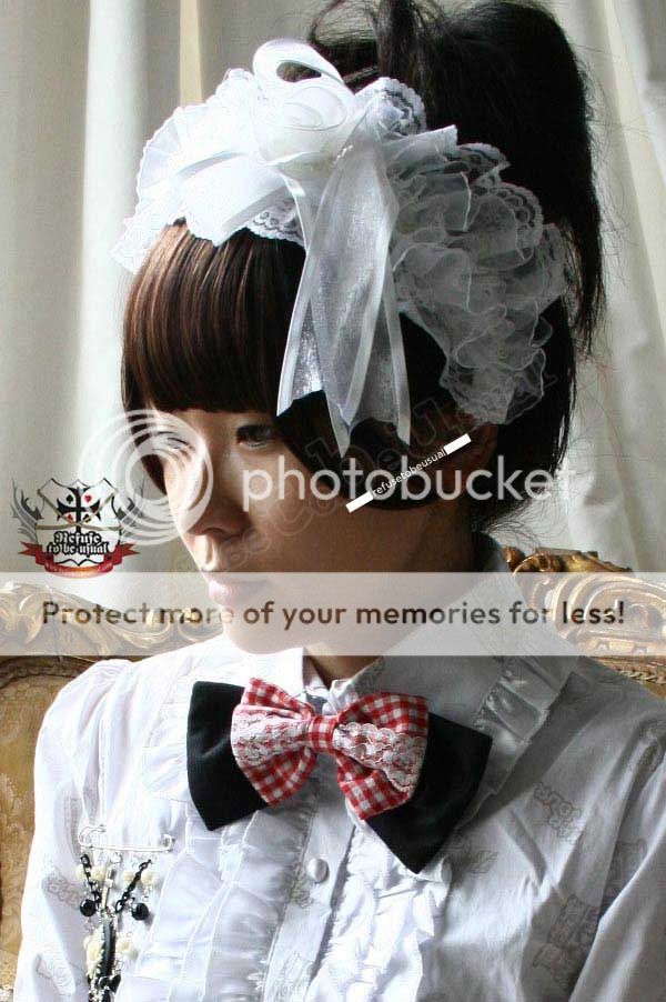 GOTHIC DOLL Lolita Bridal Lace Ruffle Bonnet Headband  