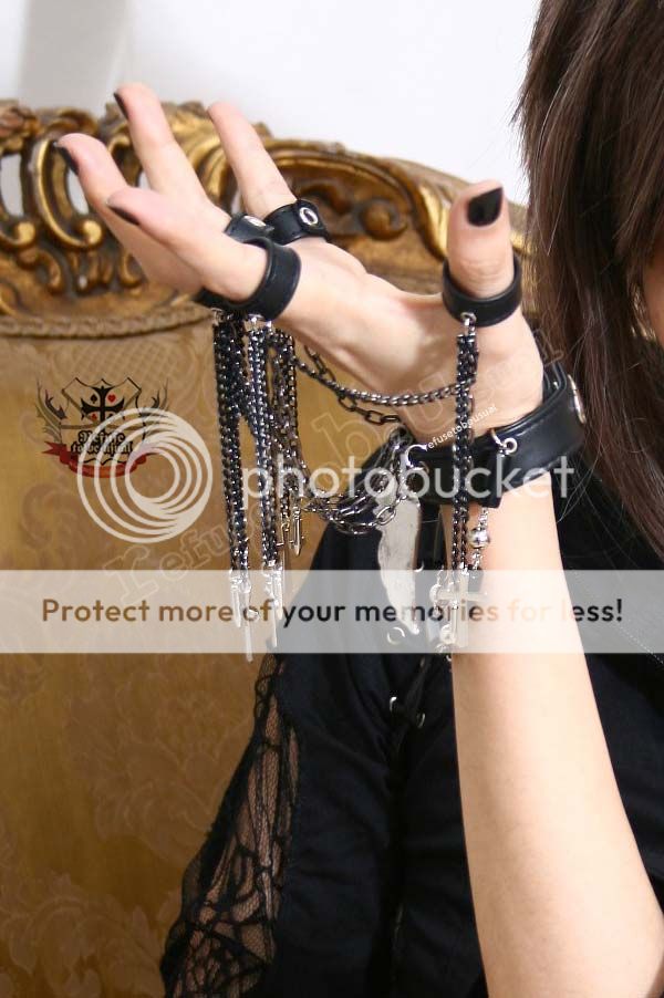 Gothic Punk Visual Kei 5 Ring+Cuff Bullet Weapon Kusari  