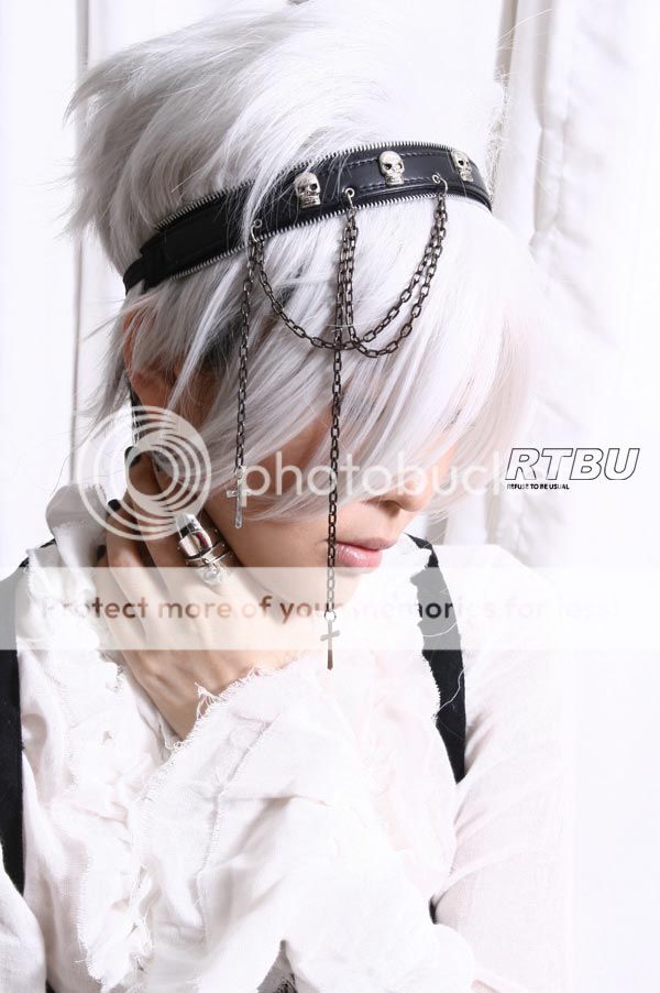 Gothic Punk Metal Skull Crown Leather Like Zipper Headband Headdress 