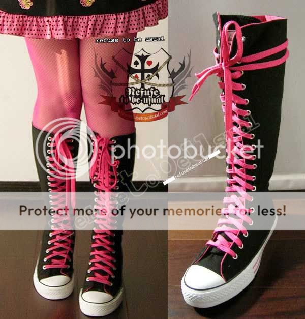 134 shoe lace KNEE HI ALL STAR CONVERSE BOOTS HOT PINK  