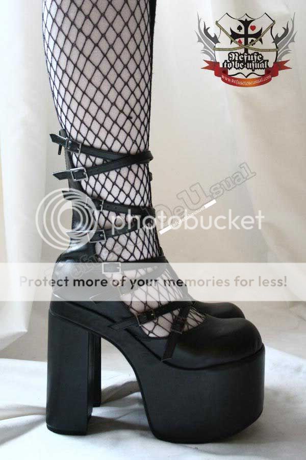Cyber Gothic White Bridal Lolita 8 Strap Buckle 6 Boot  