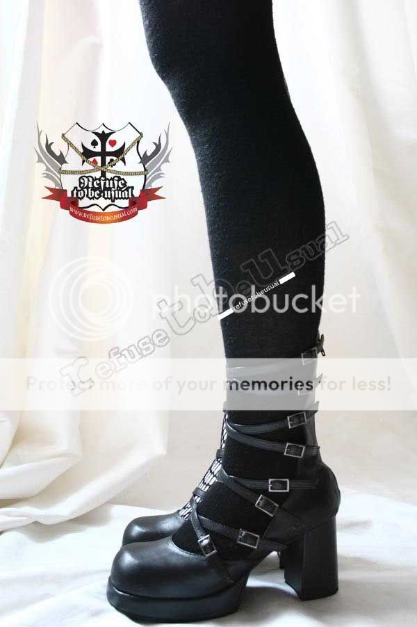 Gothic Mourn Punk Lolita 8 Strap Buckle 3 Heel Boot  