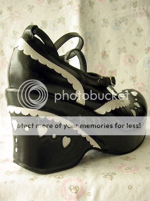 SWEET LOLITA BIBLE heart HI toecap Wedge 9/9.5 BLK 25.5  