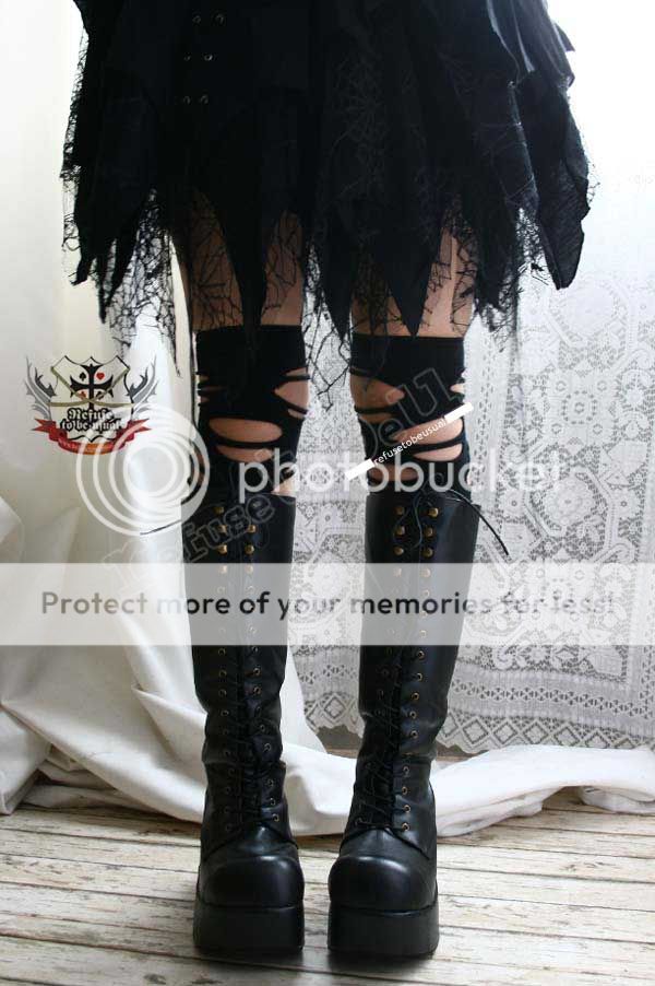 Gothic Lolita Lace up CORSET Platform Knee Boot Black | eBay