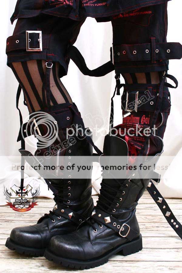 14H Gothic Punk MOTORCYCLE Stud Strap Buckle BOOT 34  