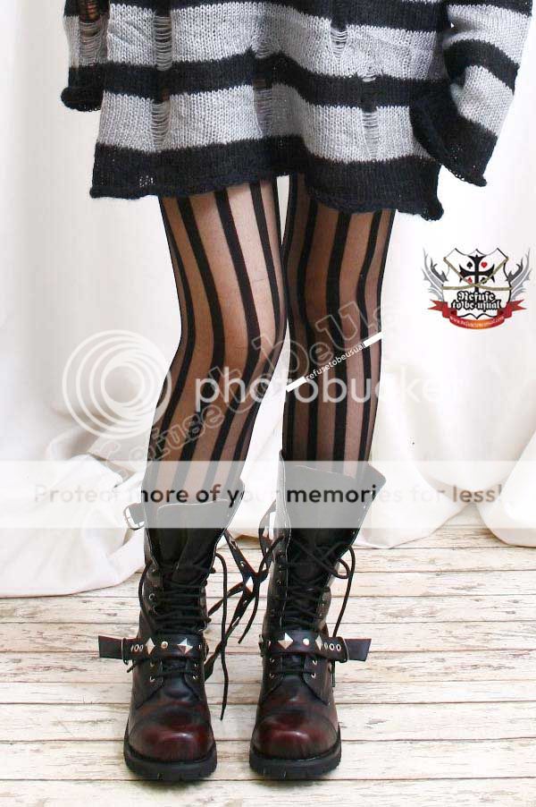 PUNK ROCK GOTH EMO Tights/Pantyhose OPAQUE+SHEER STRIPE | eBay