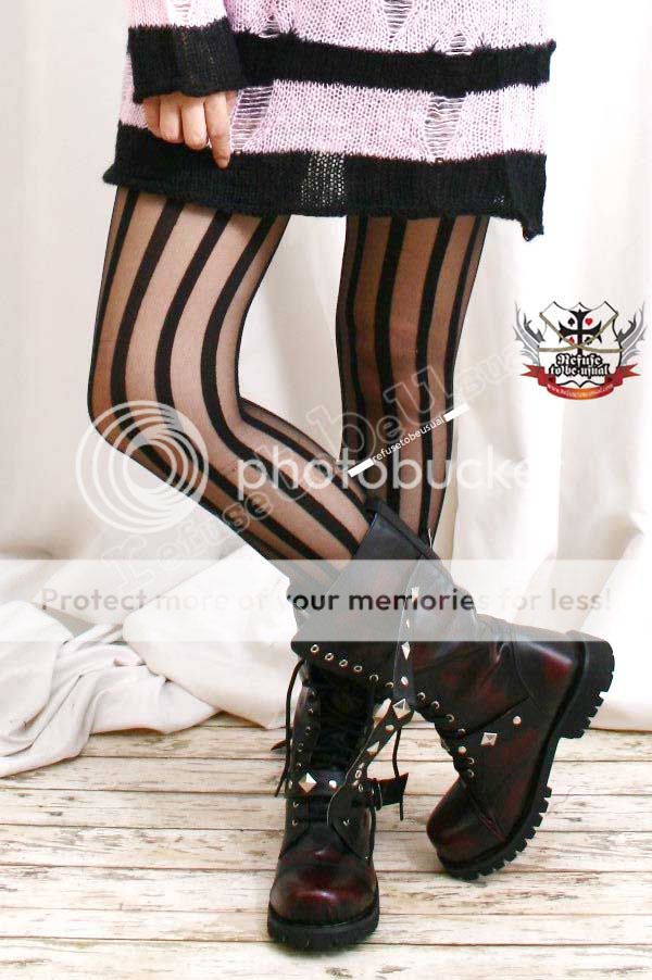 PUNK ROCK GOTH EMO Tights/Pantyhose OPAQUE+SHEER STRIPE | eBay