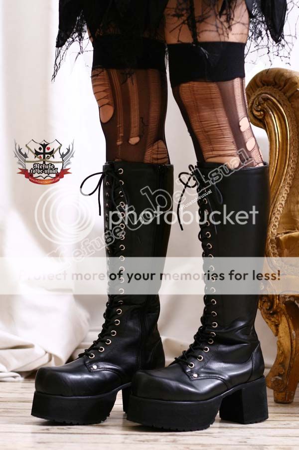 Gothic Punk Laceup Knee Vegan Combat Heel Platform BOOT | eBay