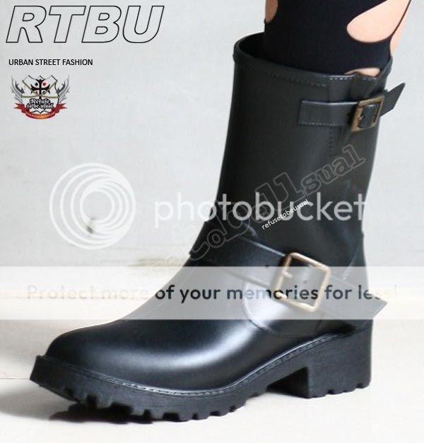 Punk Biker Veronica Shortie Style Rain WaterProof Boots