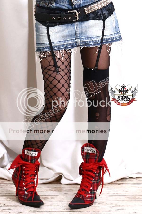 Sexy Punk High Heel Stiletto Calf Sneaker Boot Tartan  