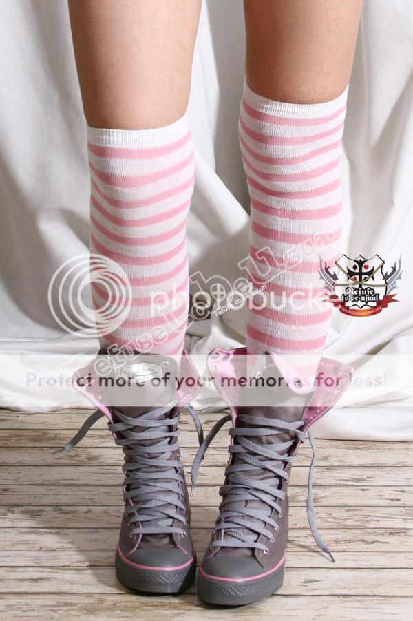 Calf Ankle Flip Collar Sneaker Boot Kawaii Gray+Pink 38  