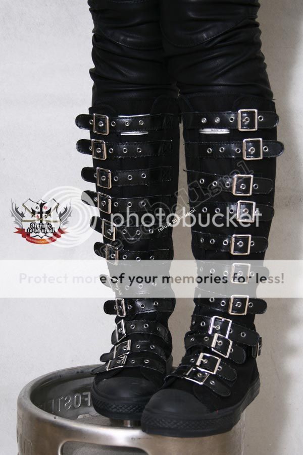 Gothic Punk Steampunk Buckle Strap Knee hi Sneaker Boot | eBay