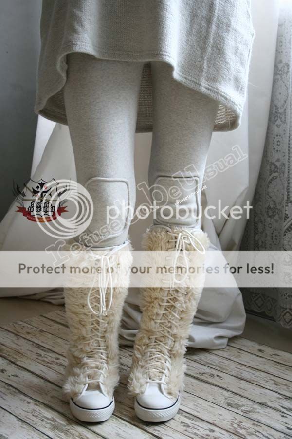 Knee High Sneaker MUKLUK Laceup Teddy Fur Snow Boot 36  