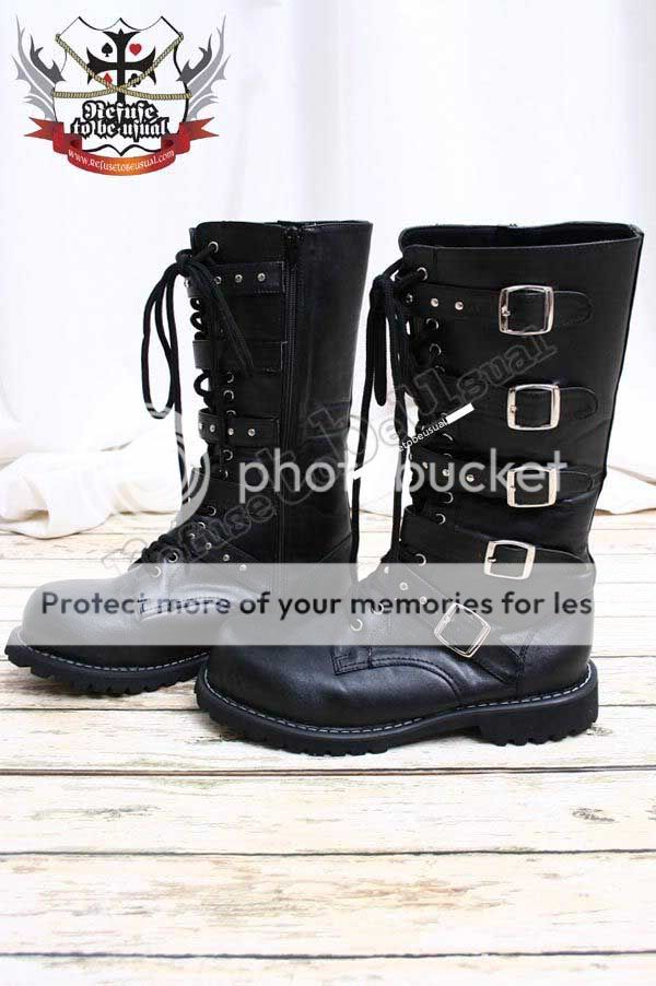 SALE (IN STOCK) Visual Kei/Punk Goth 5 Bucke Strap Combat Army Boots