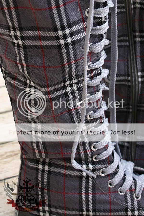 KNEE HI EMO Sneaker boot 5/5.5 Plaid CHECK TAN Beige 36  