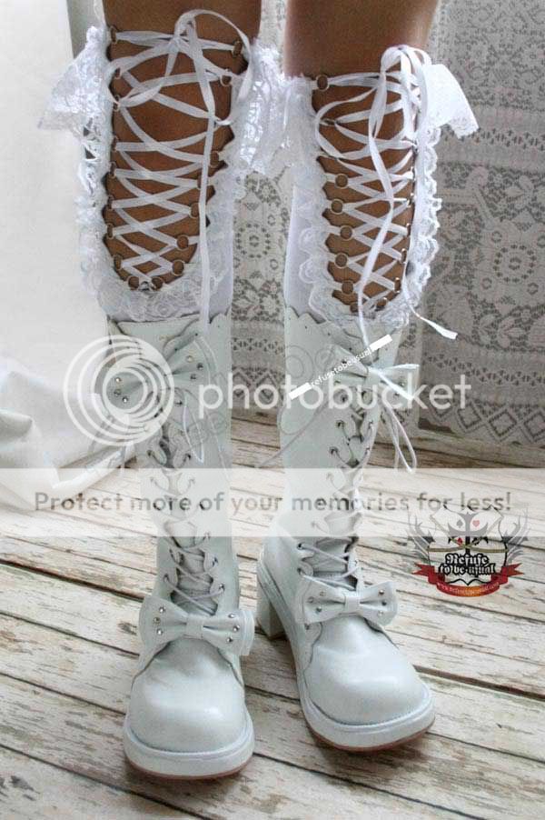 Sweet Bridal Princess Lolita Bow Tie BJD Boots White 23  