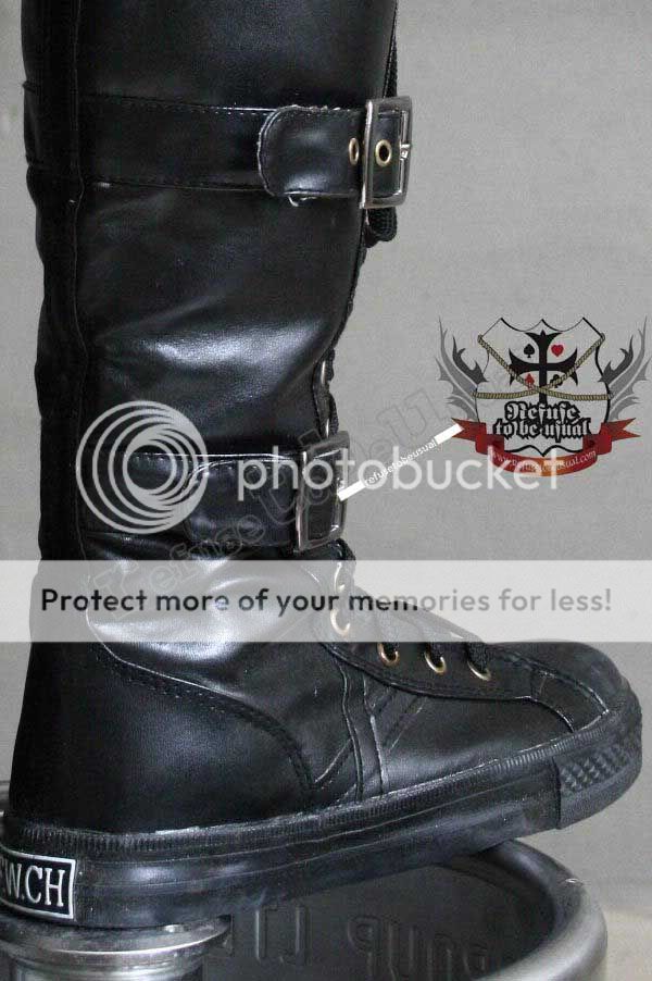 Rock Star Emo Buckle Up Knee Hi Boots 4 4 5 Leather 35
