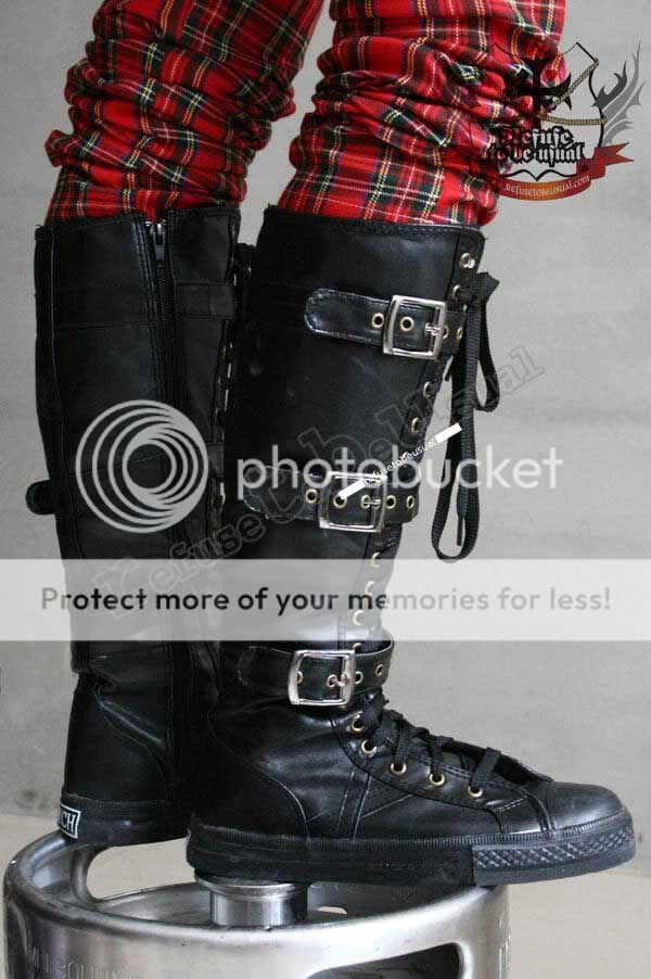 Urban Punk BUCKLE UP knee hi boots 11/11.5 LEATHER 42  