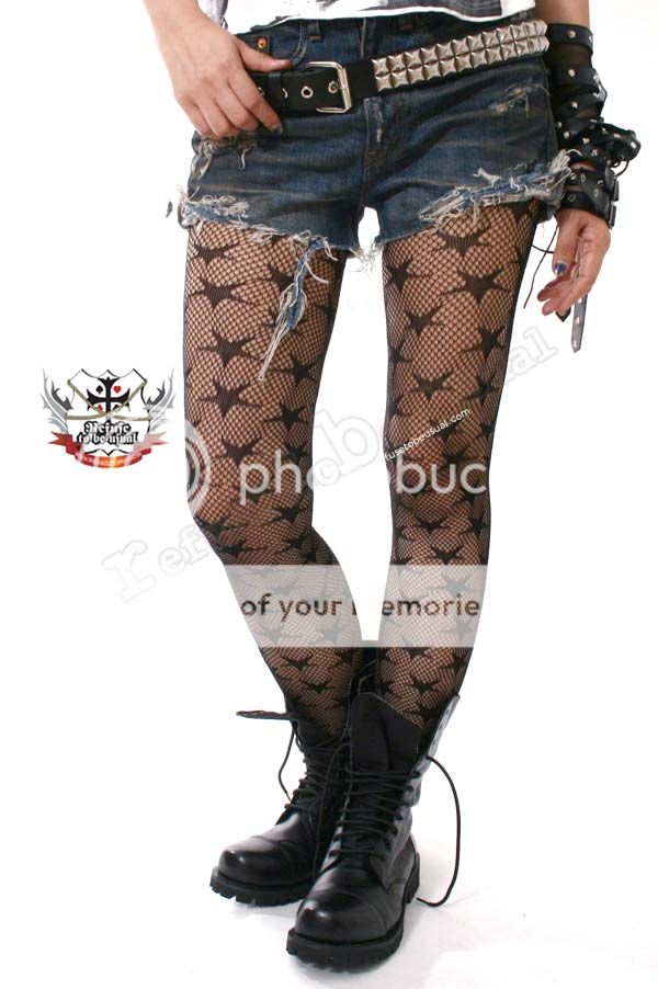 FRUiTs PUNK EMO PANTYHOSE Lace Fishnet STAR+Red TIGHTS | eBay