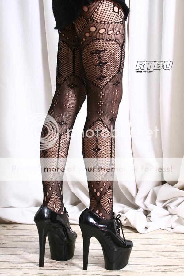 Leg Art Henna Multi-Pattern Motif Crochet Lace Gothic Lolita Pantyhose ...